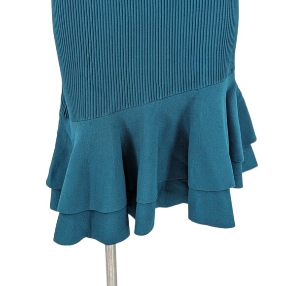 Diane Von Furstenberg Adeline Avalon Teal Ribbed Asymmetrical Dress Medium New - Picture 5 of 8